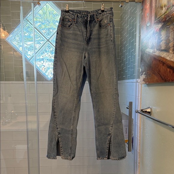 American Eagle Blue Bootcut 90s Denim Jeans with front slits - Picture 4 of 4